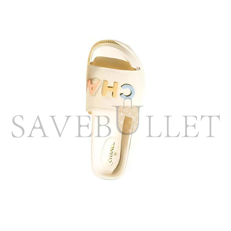 CHANEL MULES LAMBSKIN IVORY & MULTICOLOR G38933 X56443 K3919